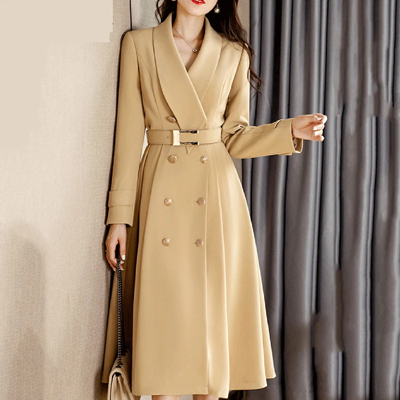 

Women Casual Long Trench Coat With Sashes Double Breasted Women Windbreaker Jacket 2023 Spring/Fall Office Coat Female Overcoat
