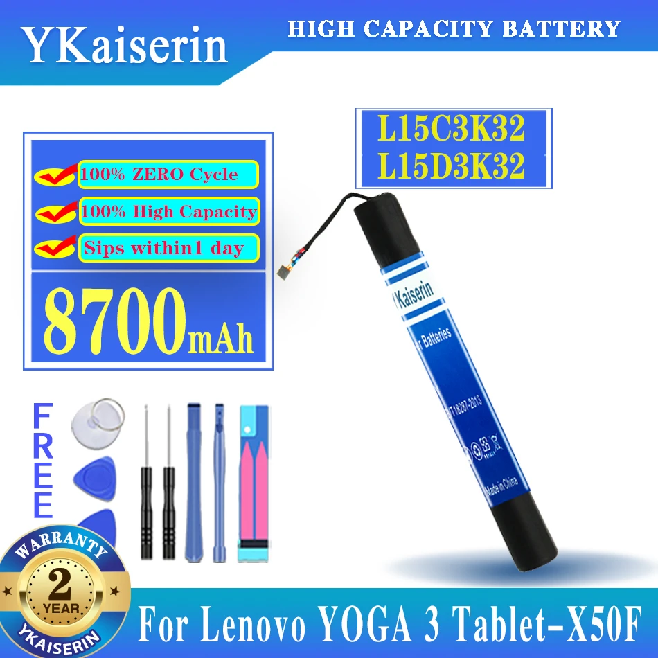 

Для LENOVO For YOGA Tab 3 Tab3 10,1 Φ 3 8700mAh L15D3K32 аккумуляторы + Бесплатные инструменты