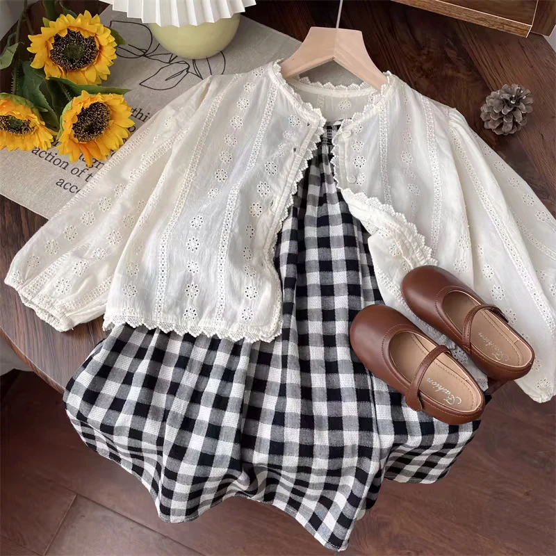 Girl Cardigan French Sweet Lace Long Sleeved Spring Summer Casual Sunscreen 2-7 Years Old