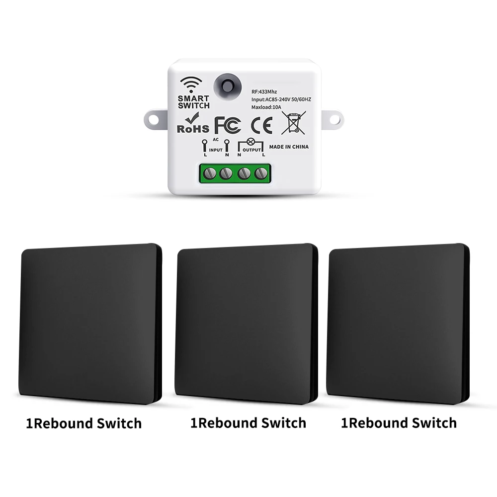 สวิตช์ไร้สายอัจฉริยะ LVGEMSS RF433 แบบติดผนัง กันน้ำ ใช้พลังงานในตัว ควบคุมด้วยรีโมท ปุ่มกด สำหรับระบบอัตโนมัติภายในบ้าน 1