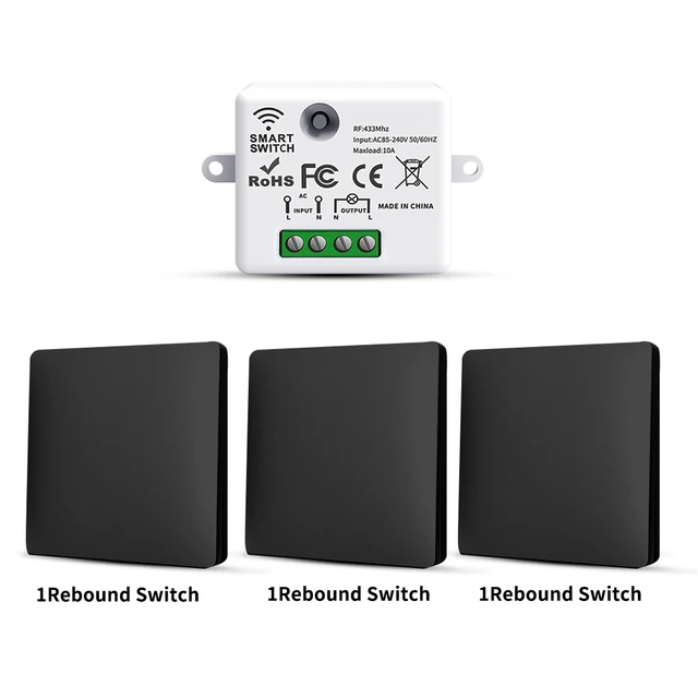 สวิตช์ไร้สายอัจฉริยะ LVGEMSS RF433 แบบติดผนัง กันน้ำ ใช้พลังงานในตัว ควบคุมด้วยรีโมท ปุ่มกด สำหรับระบบอัตโนมัติภายในบ้าน 1