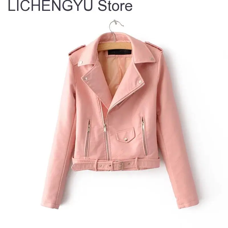 2022 New Arrival brand Winter Autumn Motorcycle leather jackets yellow leather jacket women leather coat slim PU jacket Leather