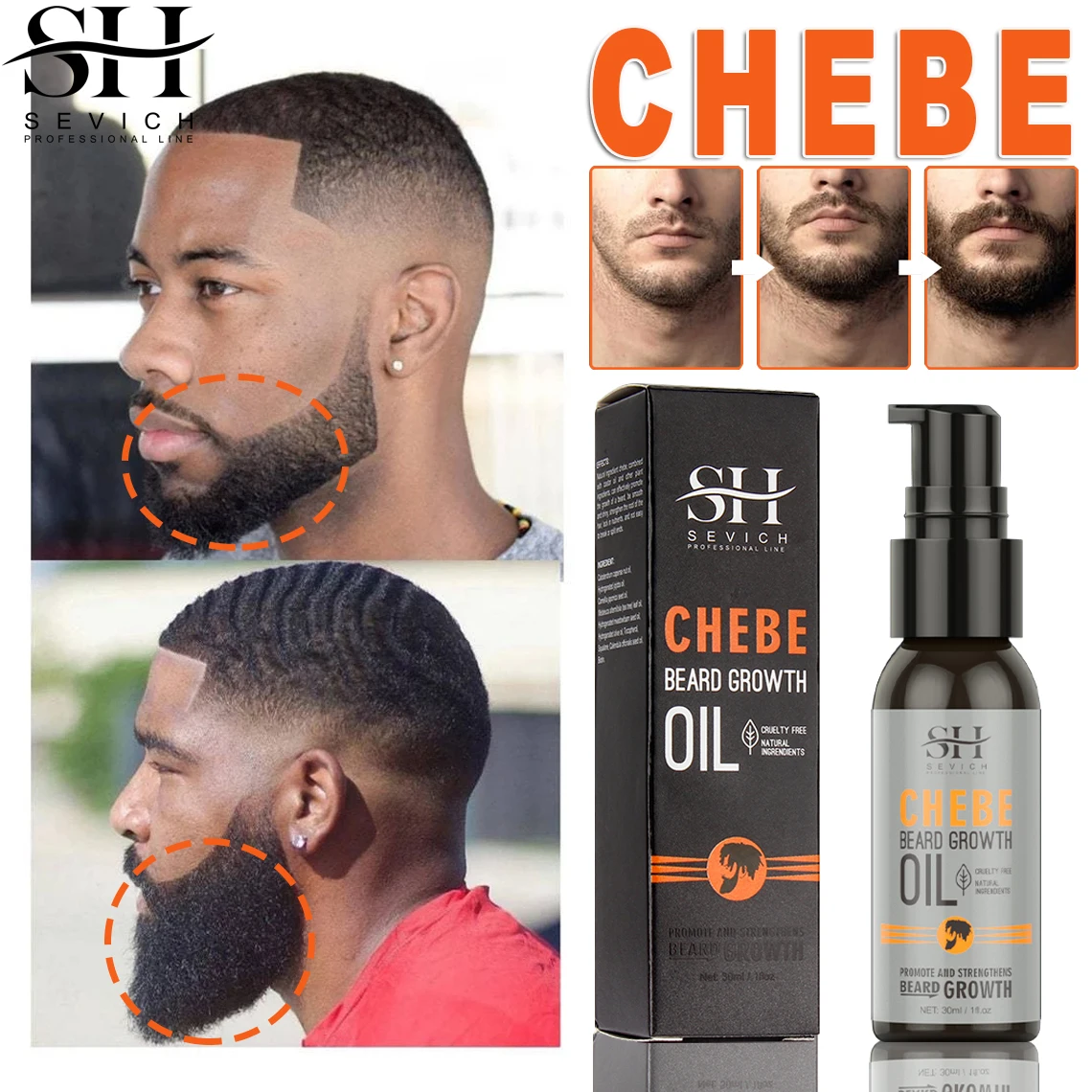 Natural Chebe Men Beard Growth Oil Fast Effective Beard Growth Essential Hair Loss Treatment Product Sevich Beard Care Serum 1