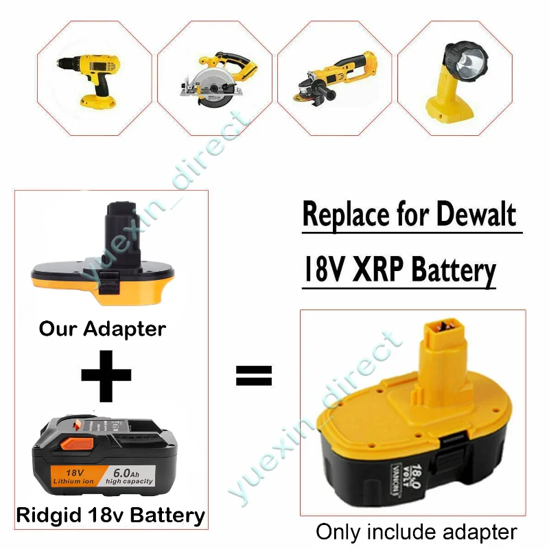 For Ridgid 18V Lithiumion Batteries Converts TO Dewalt 18V NiCad XRP