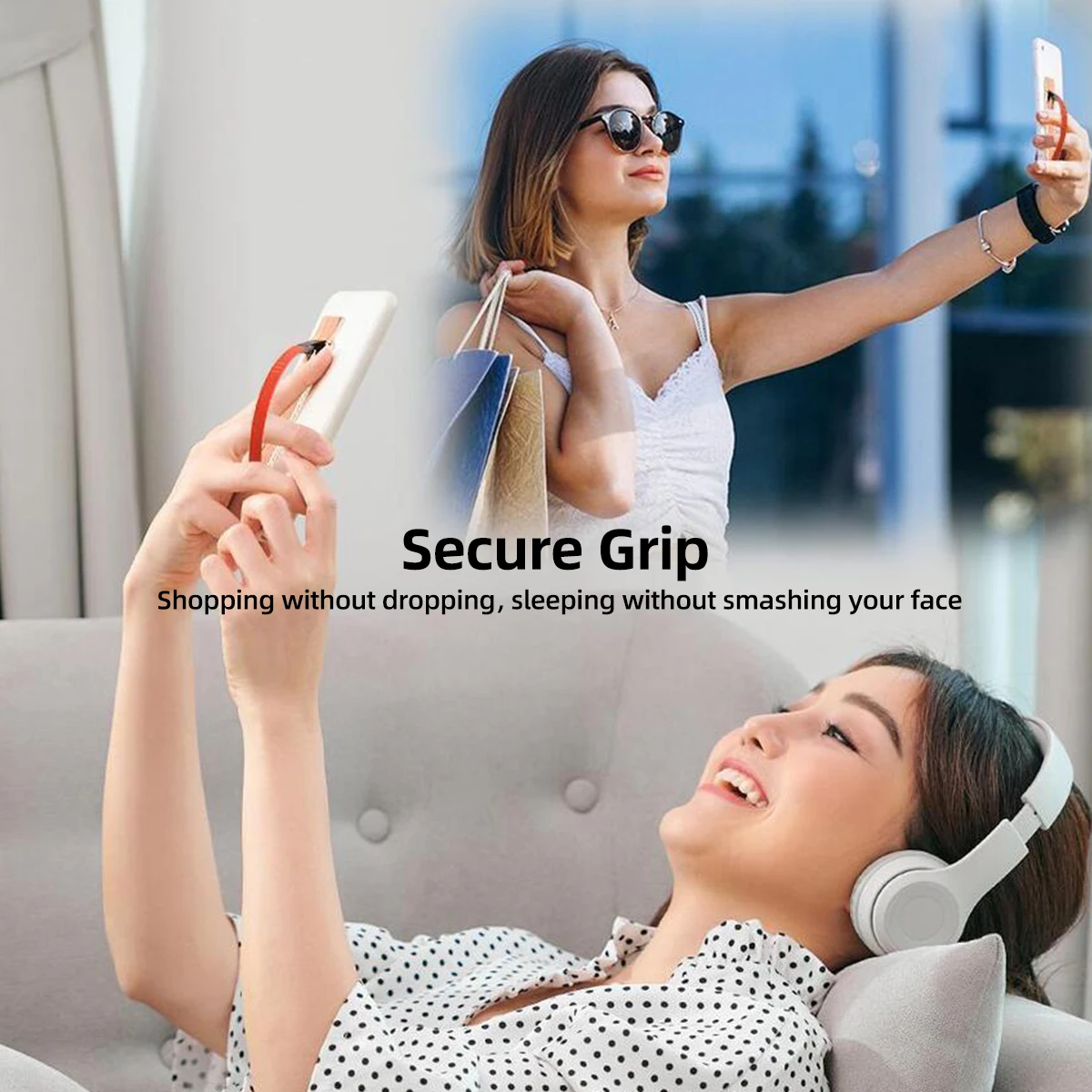 Zinc Alloy Anti-Lost Phone Holder with Strap Rope and Kickstand