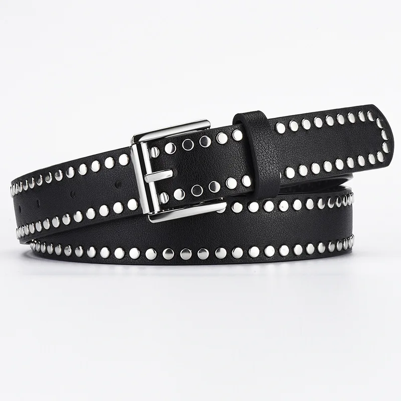 1spc Punk Style Rivet Decorative Needle Buckle PU Leather Belt, High End Women's Versatile Jeans Belt