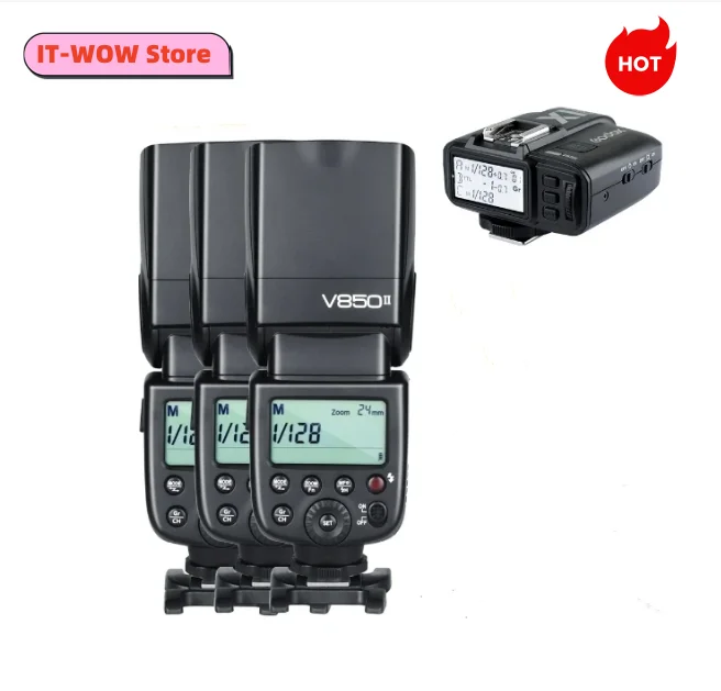 

Free DHL 3x Godox V850II GN60w Li-ion Battery 2.4G Wirless X System Speedlite Flash + X1T-C/N/S/F/O Trigger For Canon Nikon Sony