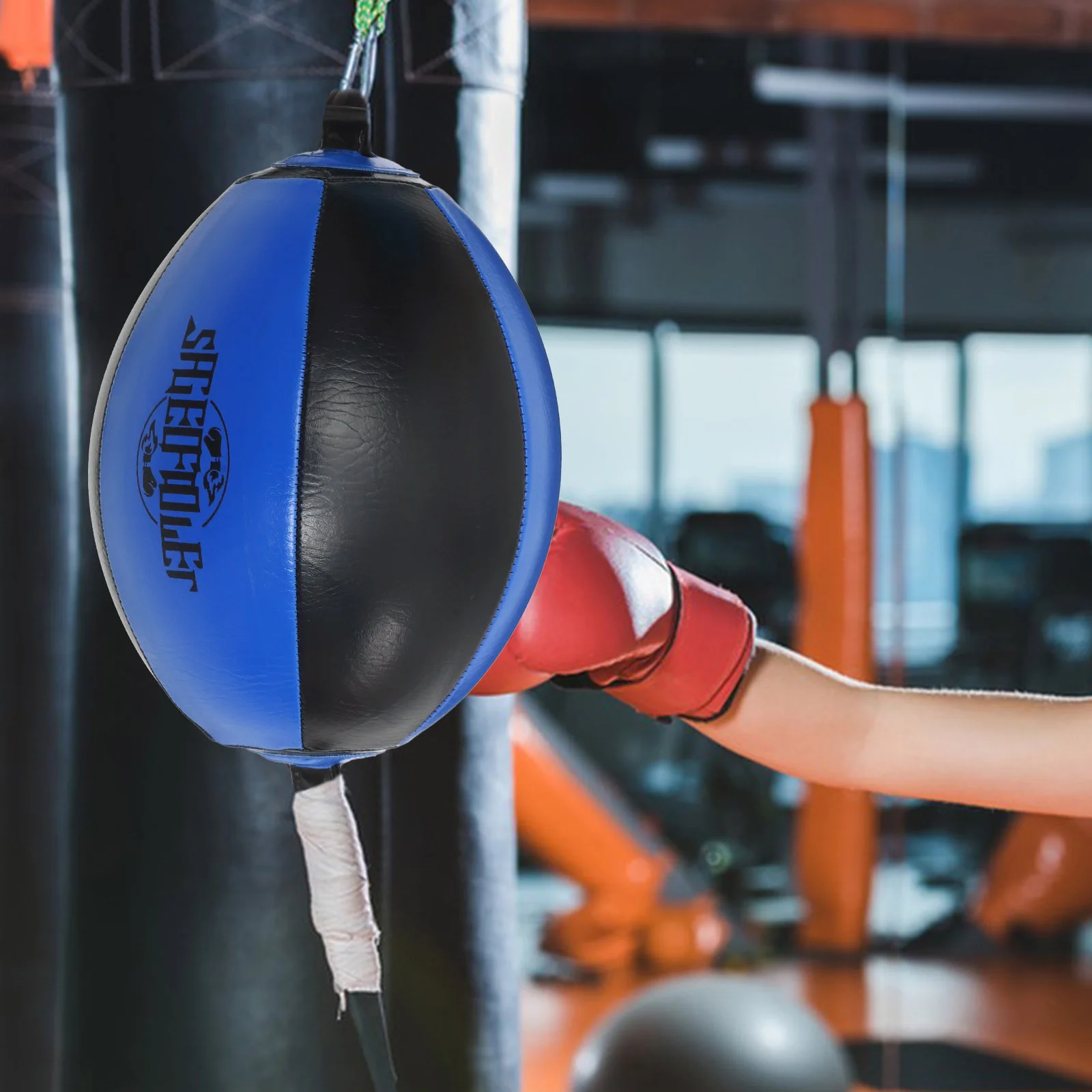 Boxing Ball Bag Training Ball Double-end Bags for Punching MMA Training Workout Exercise Agility (Black and Blue)