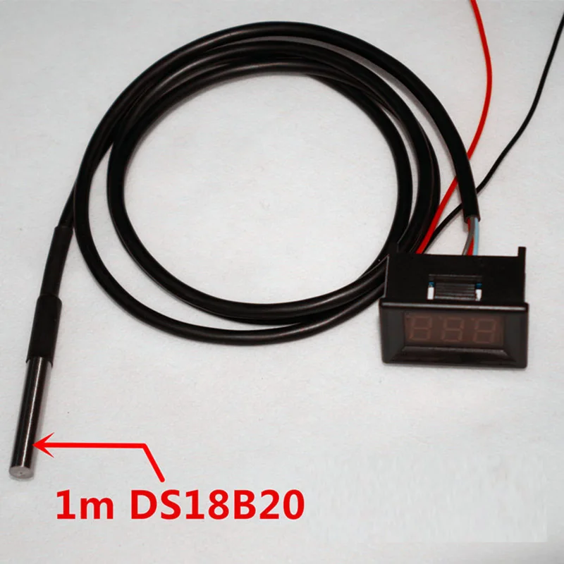 DC 12V 24V DS18b20 LED 디지털 온도계 -55 +125 섭씨 온도 측정기 모니터 자동차/물/공기/실내/실외