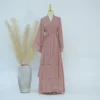 Mousseline de soie Abaya Kimono dubaï musulman Cardigan couches Abayas femmes Robe décontractée femme Islam vêtements avec ceinture Abaya tenues arabes