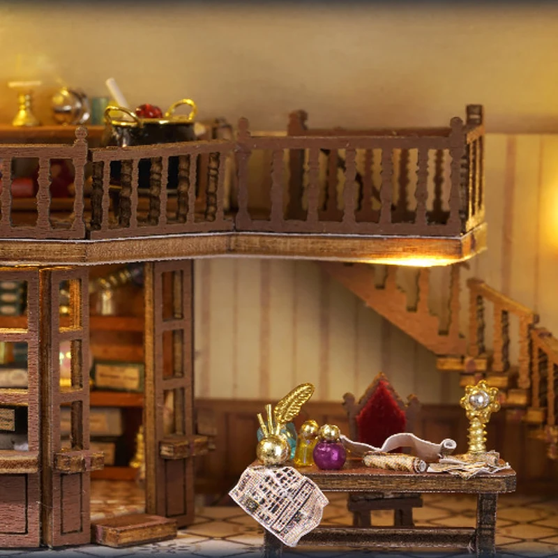 Wooden Dollhouse Assembly Model Pink Princess Villa Architecture Kit 3D Puzzle DIY Doll House Toy Home With Furniture LED Lights