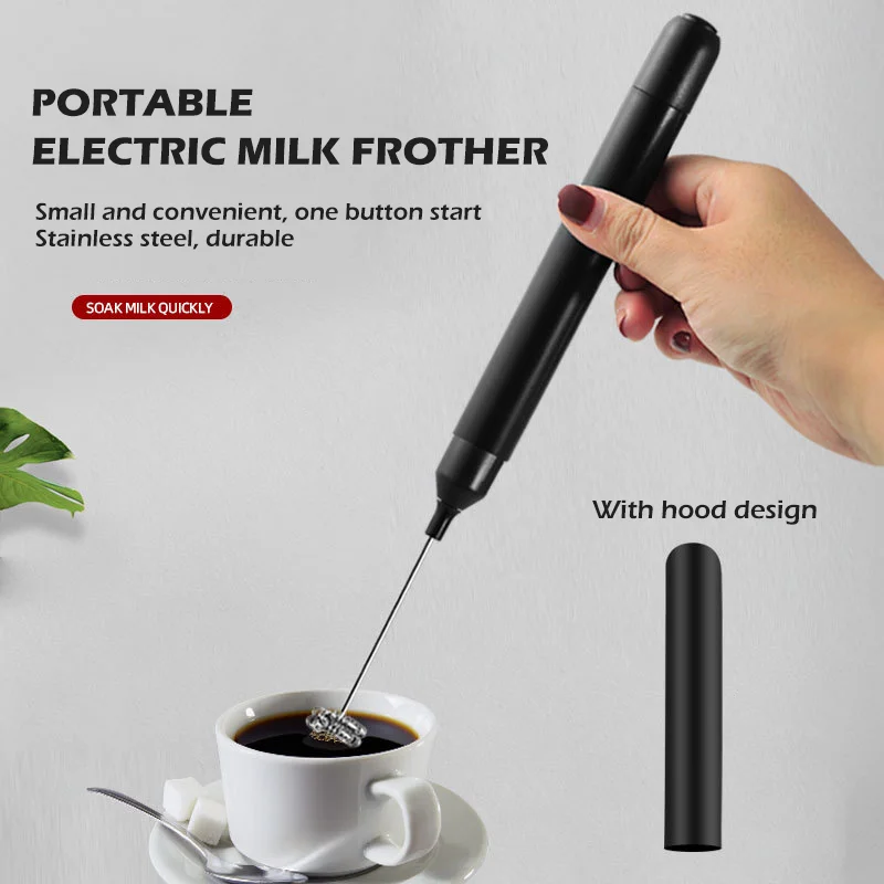 

Black Handheld Wireless Electric Milk Frother Coffee Tea Stirrer Baking Egg Frother Kitchen Mixer