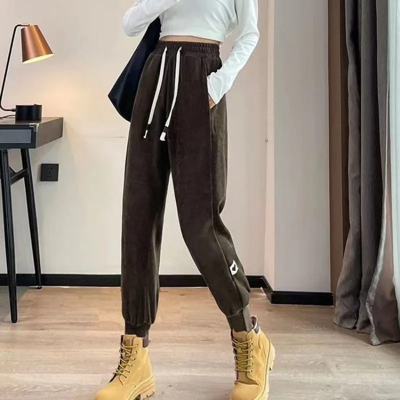 Women's Autumn and Winter New Fashion Elegant High Waist Solid Color Casual Versatile Western Youth Comfortable Commuter Pants