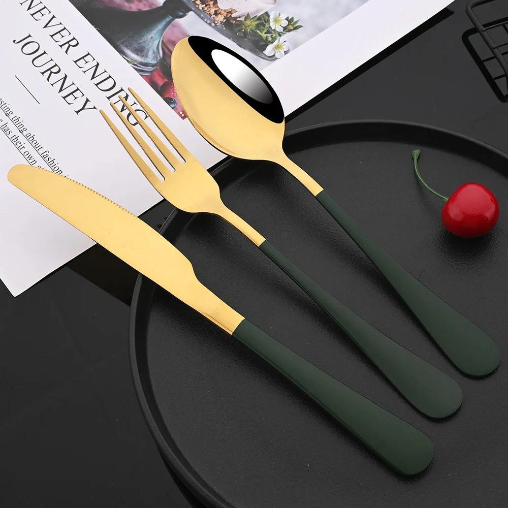 24Pcs ׸  Ź Ʈ η ƿ Į  ֹ  ũ  Ǭ ı Ȩ Flatware 丮 