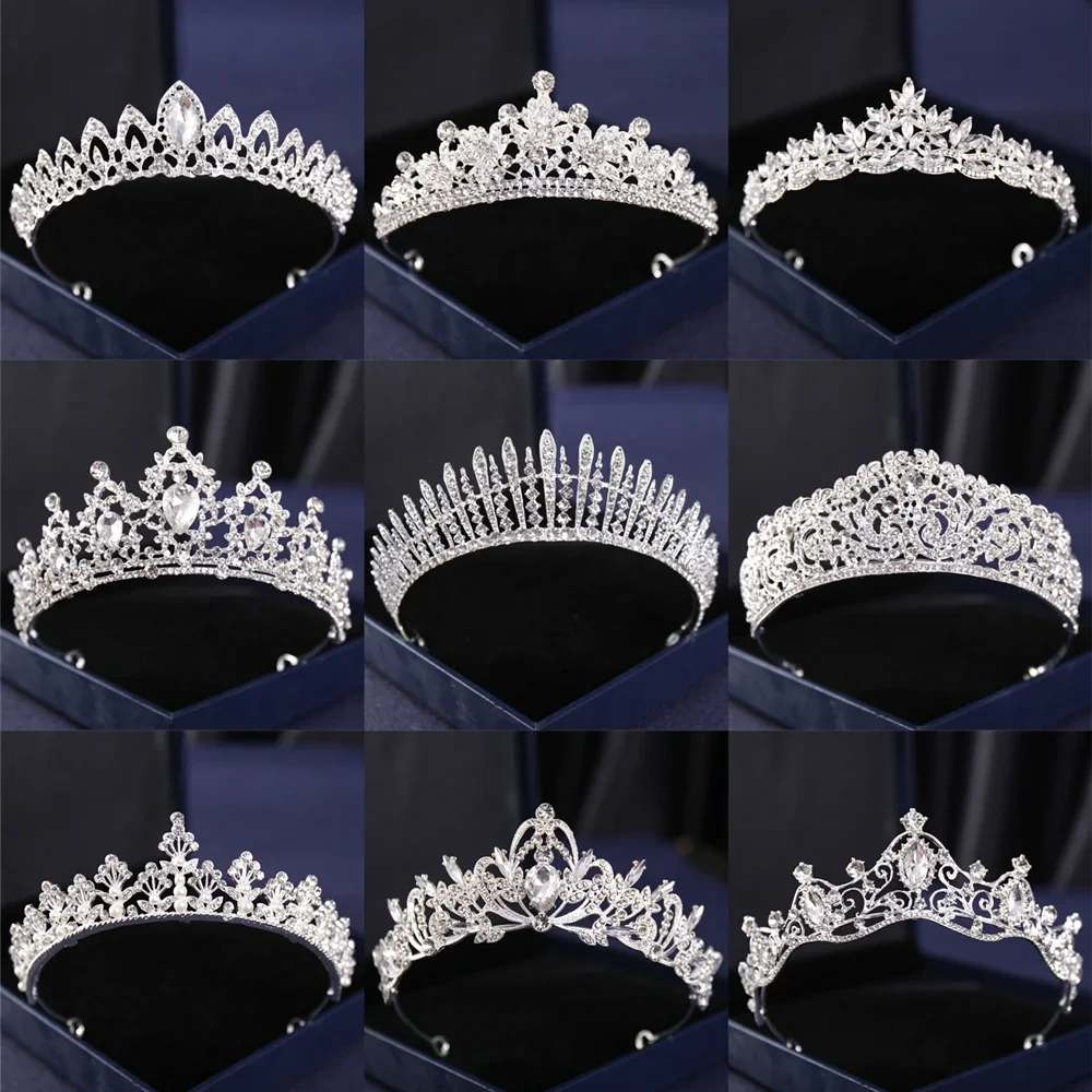 Silver Color Crysta Crowns And Tiaras Baroque Vintage Crown Tiara for Women Bride Pageant Prom Diadem Wedding Hair Accessories hair accessories bridal hair accessories crown headband bridal jewelry set