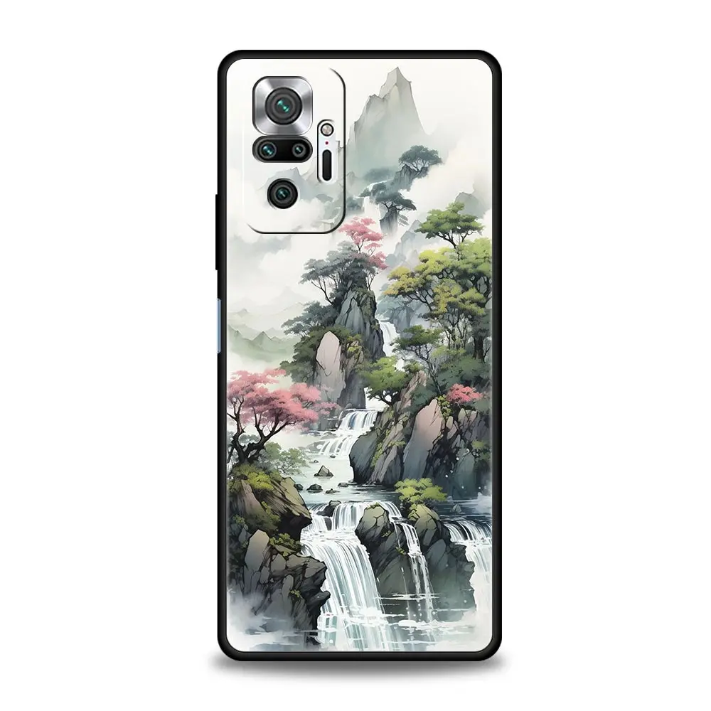 Landscape Art Black Phone Case – Stylish Protective Cover