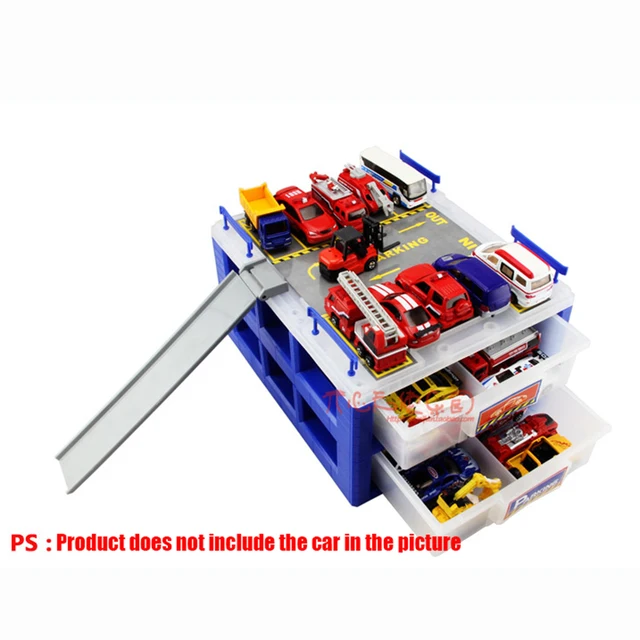 Children Toy Drawer Storage Box Mini Parking Lot Garage Multi-layer Puzzle Car Collection Display Boy Gifts 4