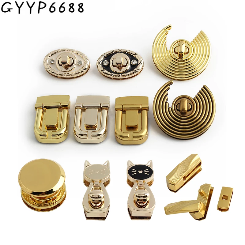 2-5-20Sets Moon,Cat Shape Metal Press Lock Turn Locks For Luggage Bags Handbag Purse Clasp Closure Custom Twist Lock Accessories