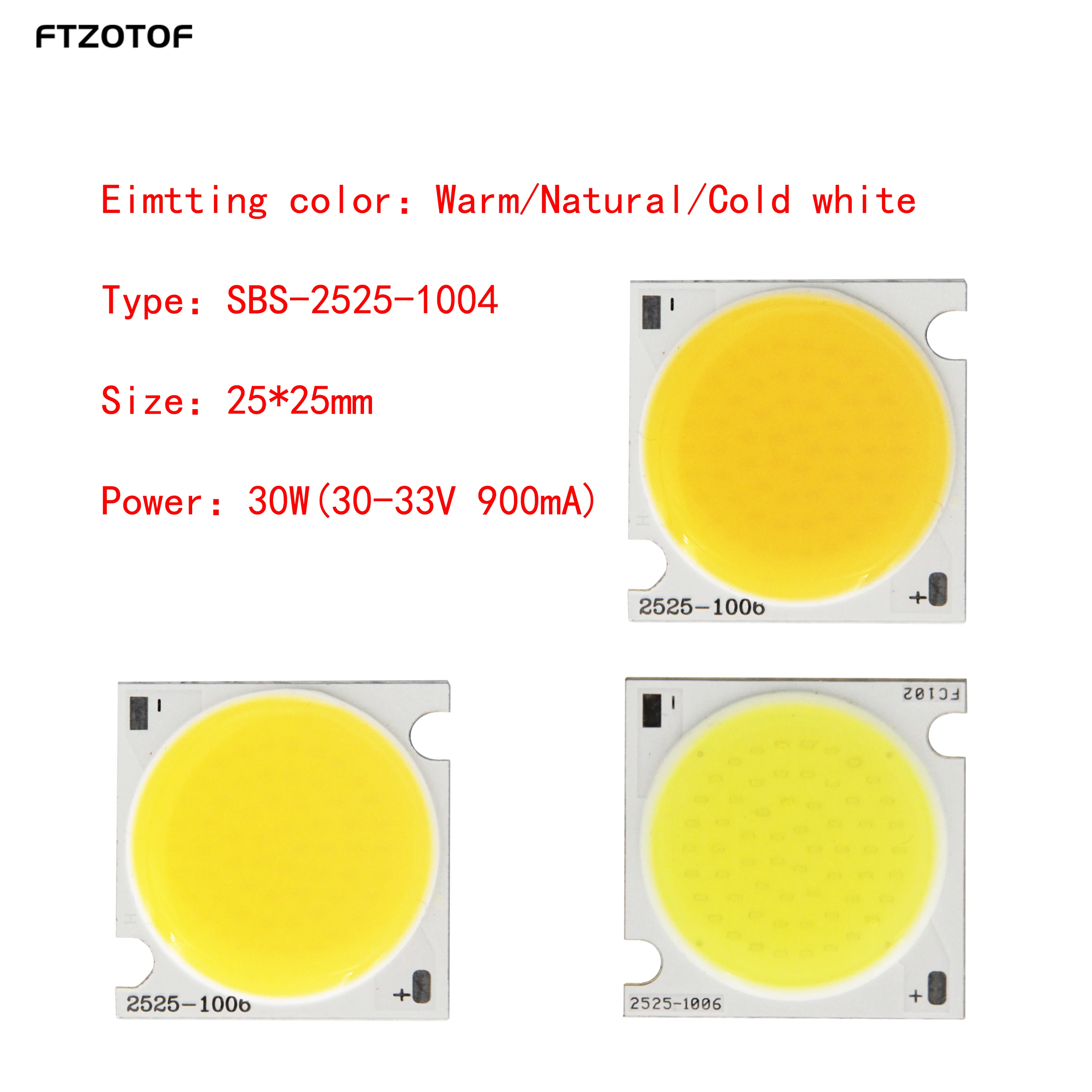 

FTZOTOF COB LED Light Source Dc 30-33V 20w 25x25mm 600mA Bulbs Diode Chip Cool Warm Natural for Downlight Track Diy Lamps