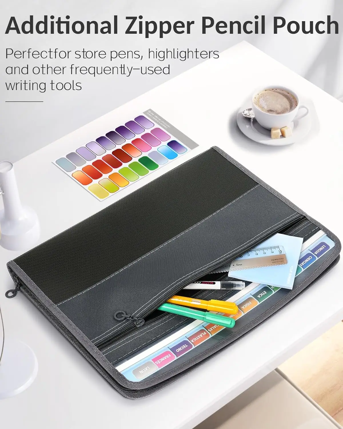 Kobest Expanding File Organizer 13 Pocket Accordion A4 Document Ziper Folder Bag File Folder File Bag