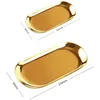 Golden Oval Plate Makeup Table Jewelry Tray Stainless Steel Fruit Tray Metal Desktop Makeup Storage Kitchen Organizer Decorative 6