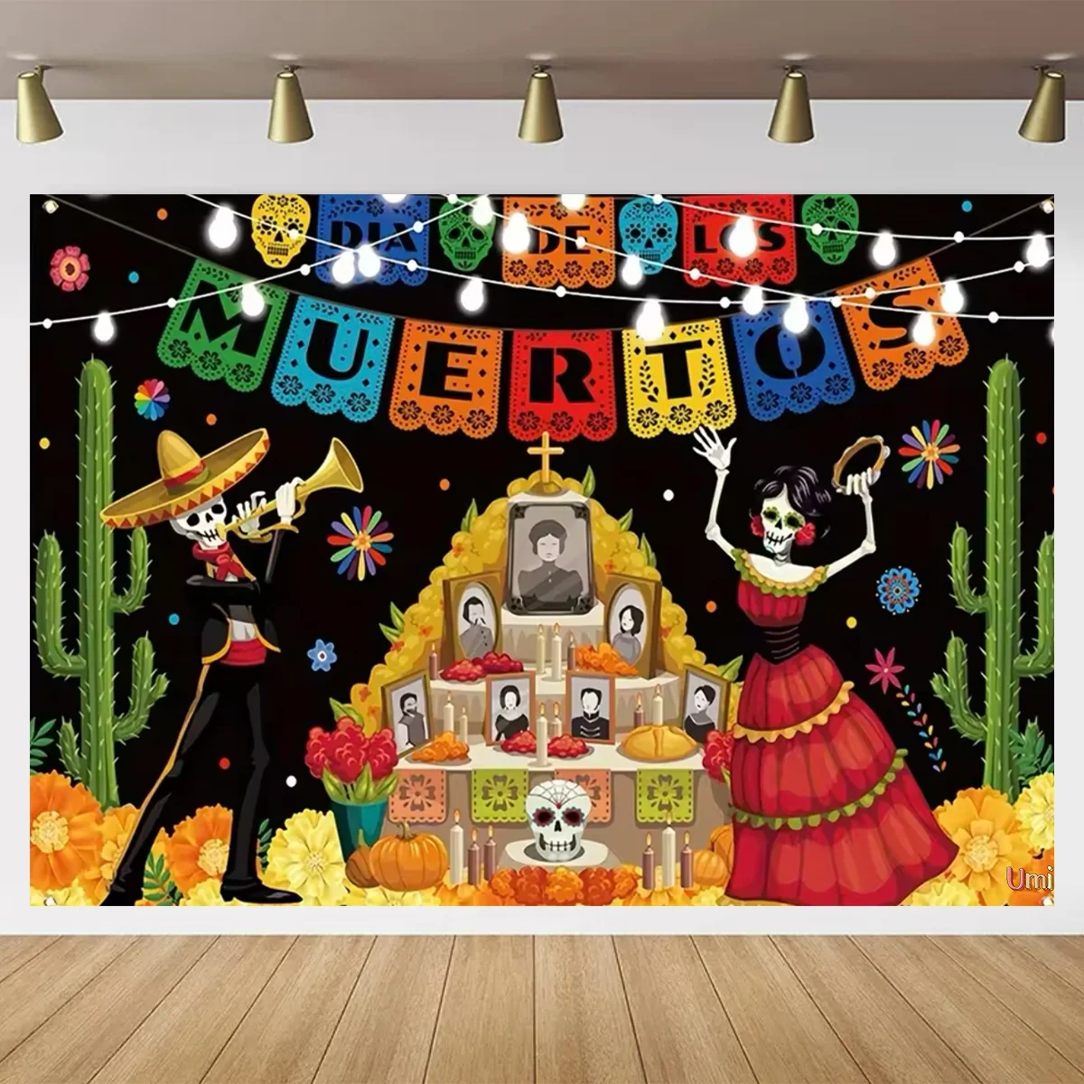 死者の日 背景幕 Dia De Los Muertos メキシコのフィエスタの誕生日パーティー用品 カラフルな花 ハロウィン 誕生日  毎年恒例メキシコのお盆「死者の日〜Day of the Dead〜」をはじめ、愛犬と一緒にカクテルタイムを楽しむ「スタンプタウン  アフターアワーズ」など、晩秋 ..., image size:1200x1200