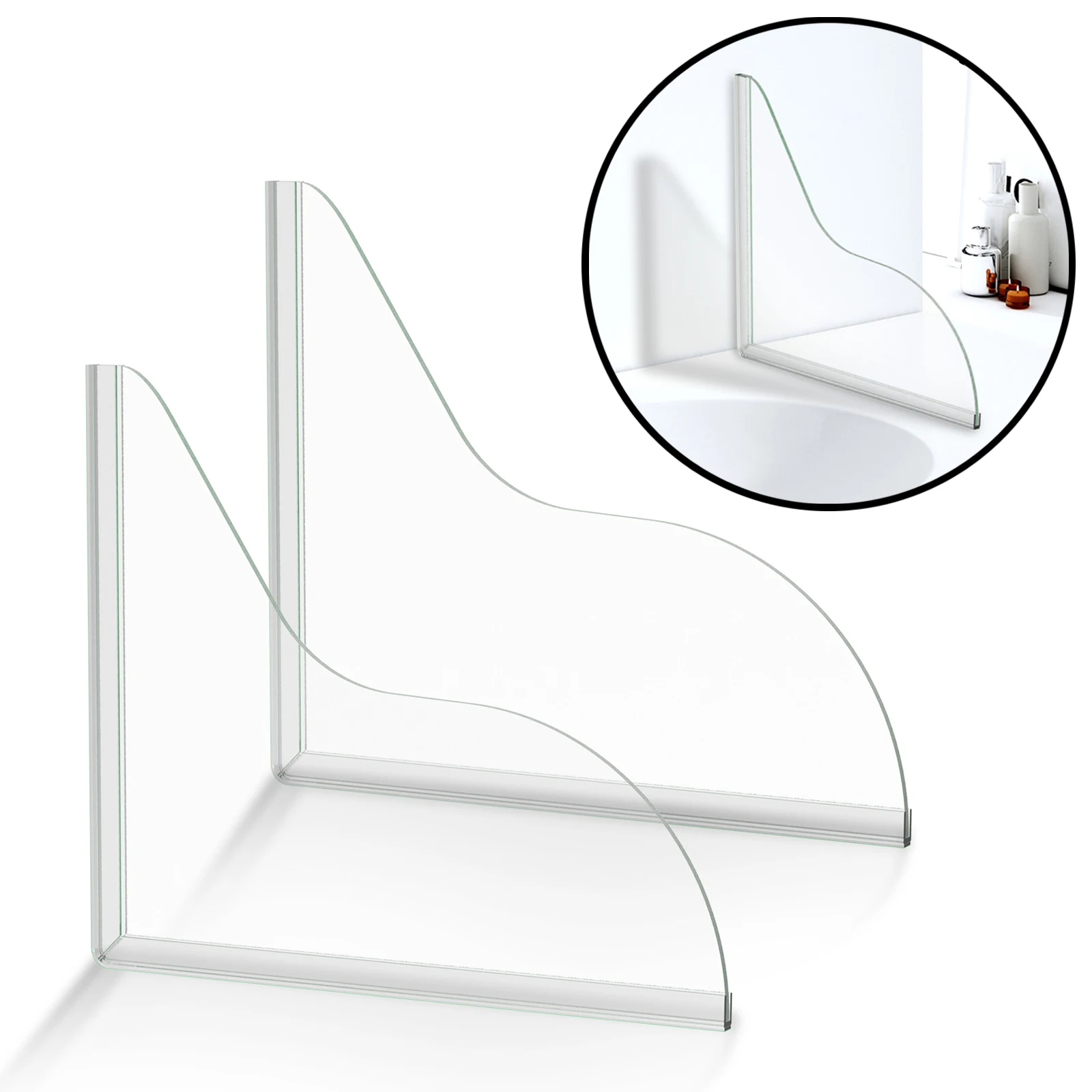 2 ชิ้น Self - กาวฝักบัว Splash Guard อะคริลิคโปร่งใสอ่างอาบน้ํา Water Guards ติดตั้งง่ายอ่างล้างหน้า Water Blocking 1