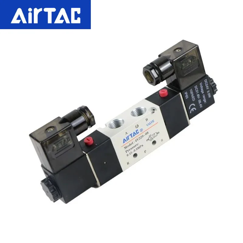 AirTAC Solenoid Air Valve 4V120-06 4V220-08 4V320-10 4v420-15 Two Position Five Way Reversing 12V 24V 110V 220V solenoid air valve