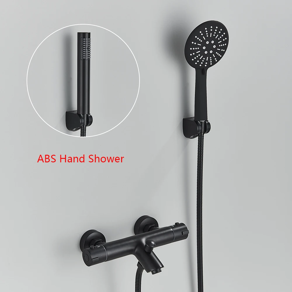 Senlesen Thermostatic Bathtub Faucet Matte Black Brass Wall Mounted Thermostatic Bathroom Shower Faucet Set  Para Shower System 3