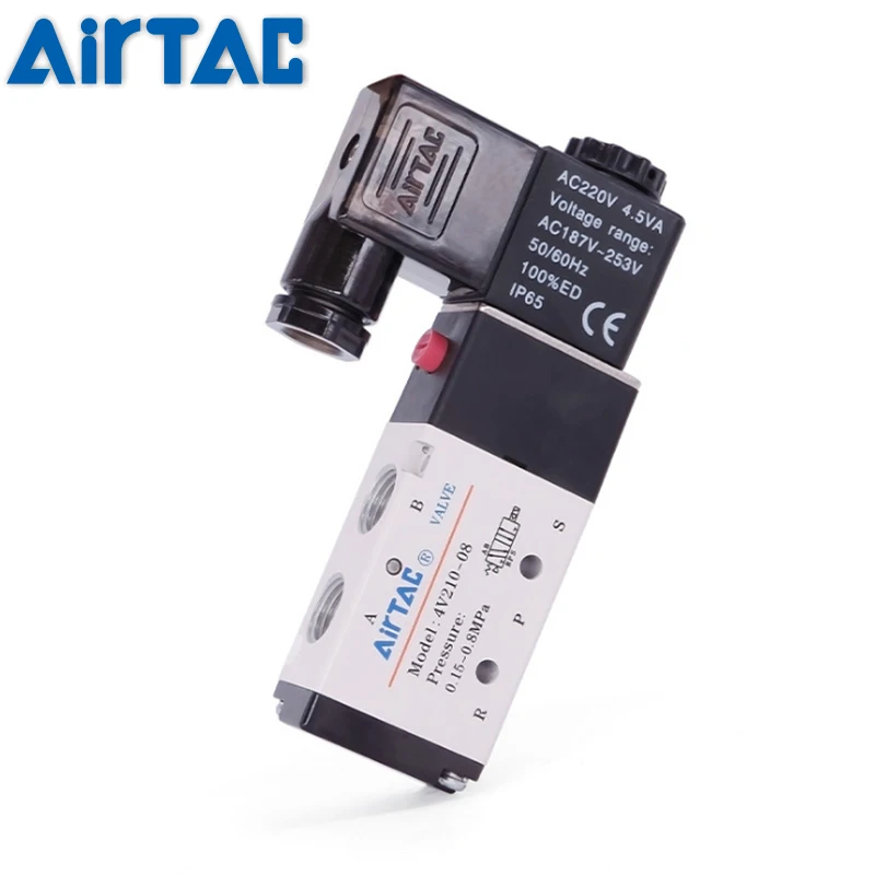 Válvula Solenóide Elétrica Pneumática Airtac Controle Direcional Válvula Magnética 4v21008 4v31010 4v410-15 Melhor Qualidade 24v 220v