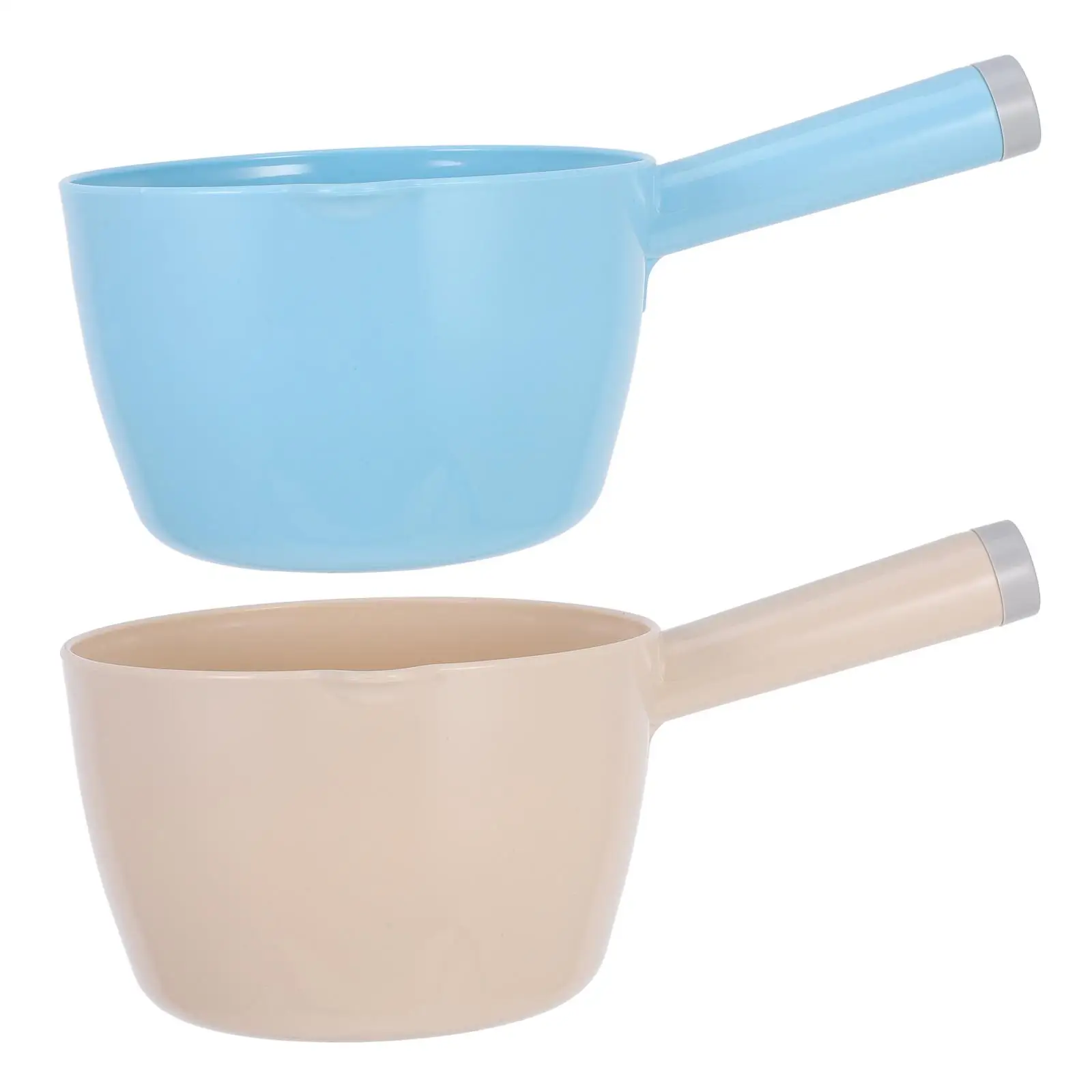 2 Pcs Water Scoop Ladle Plastic Home Kitchen Japanese Style Blue Small Beige PP Large Capacity For Flower Vegetable
