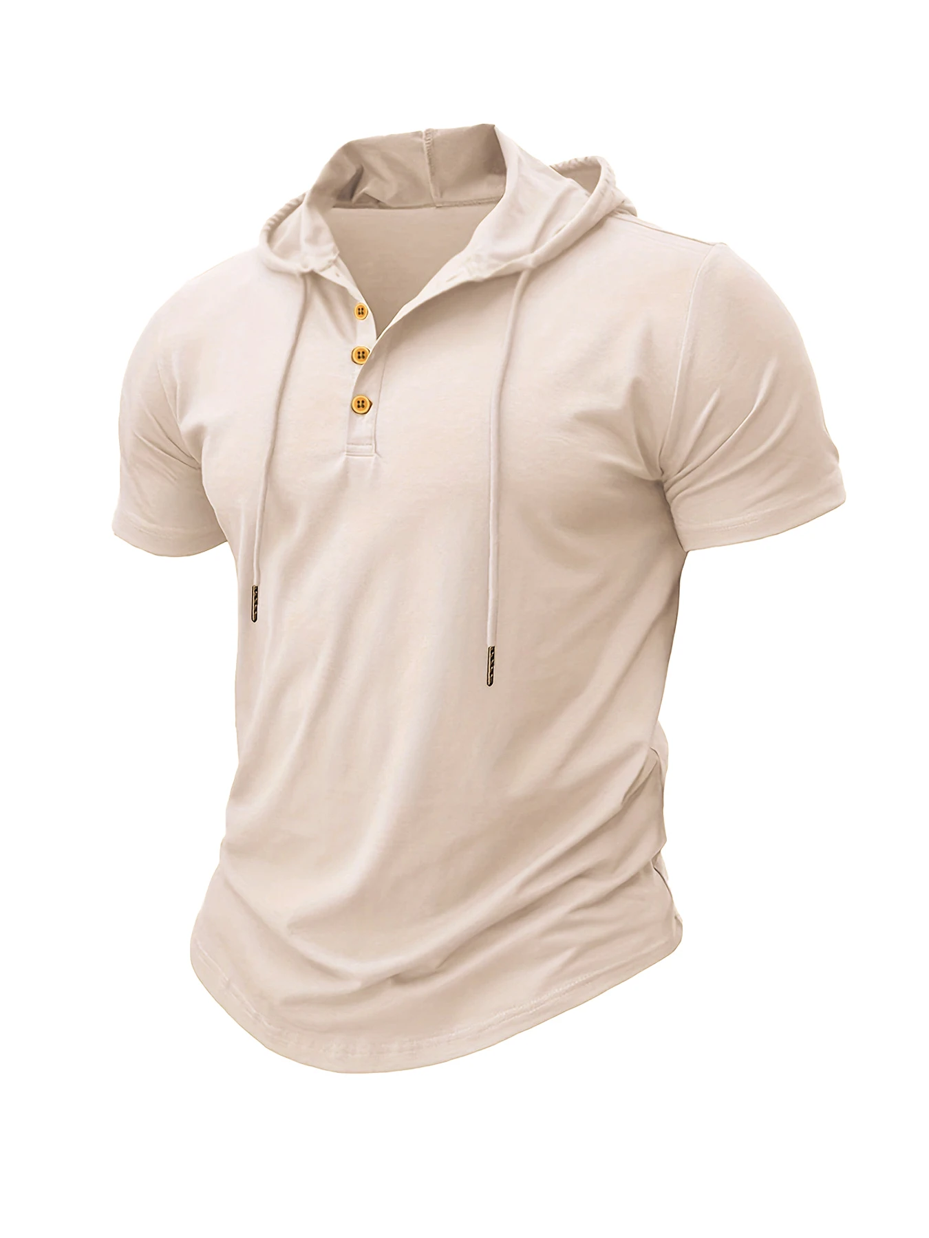 Men T Shirts  Summer Slim Fitness Hooded Short-Sleeved Bodybuilding Quick Dry Tshirt Male Gym Clothes Breathable Sports Tops - 5