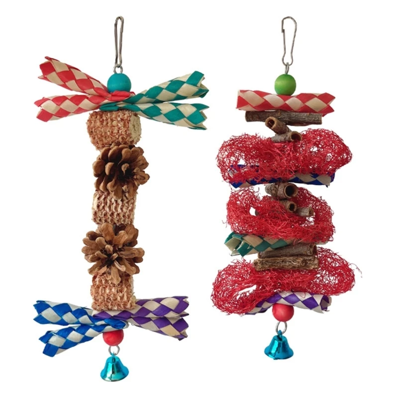 

Parrots Toy Pinecone Loofah Corncob for African Cockatiel Conure Teeth Grinding