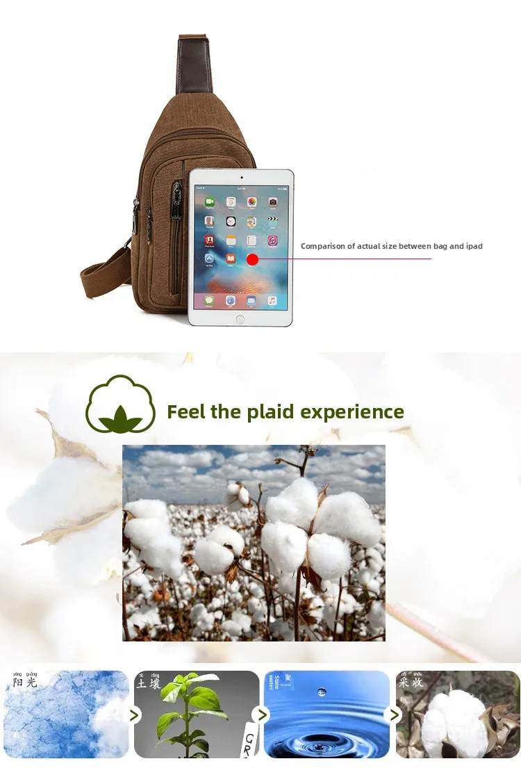 2025 neue männer Leinwand Brust Tasche Umhängetasche Sling Rucksack Koreanischen Stil Casual Taille Pack Leichte Reise Schulter Tasche 254 – Detail 5