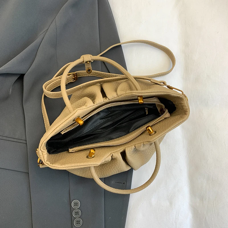 Bolso mujer Hohe Qualität Lichee Muster Pu Leder Schulter Umhängetasche Für Frauen Designer Eimer Handtasche Tote Pendler Tasche – Detail 7
