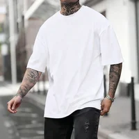 Coton offres spéciales hommes T-shirt couleur unie décontracté qualité à manches courtes Sports de plein air Jogging T-shirt doux ample noir blanc t-shirts 2