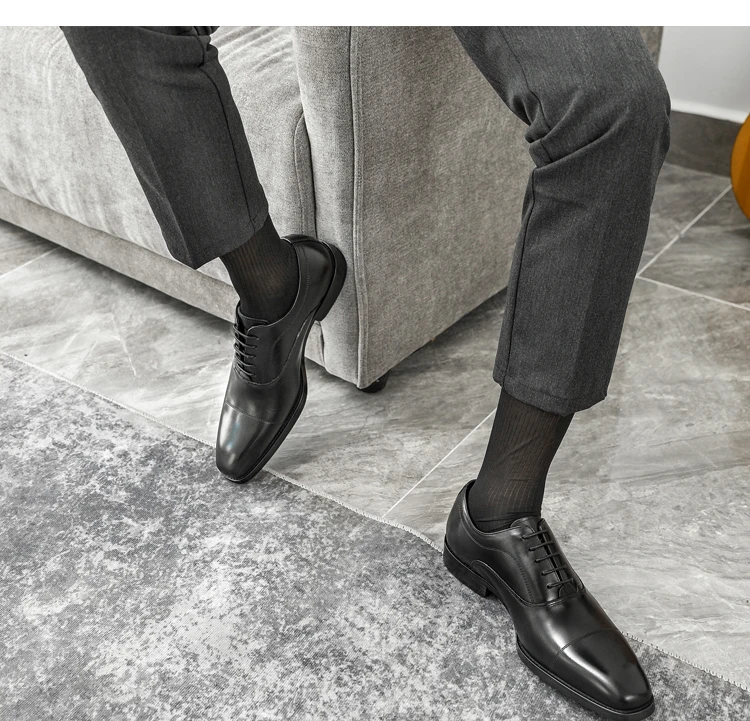 Mens Leather Dress Shoes Handmade Square Toe Leather Dress Shoes for Men British Craftsmanship