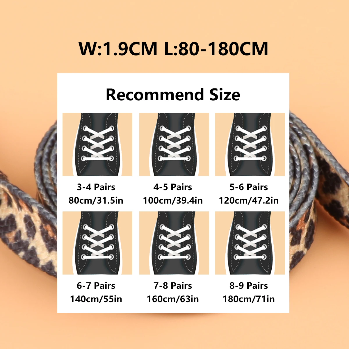 1 Pair Leopard Print Shoelaces Women Girl Men Flat for Outdoor Activities