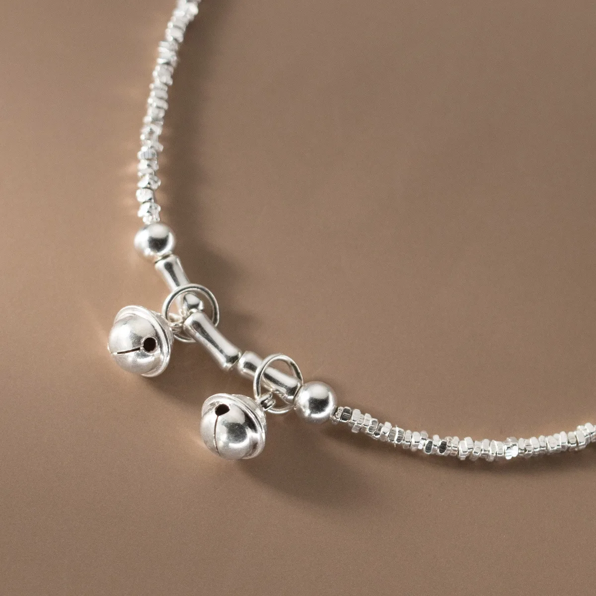 MIQIAO Bell Anklets Silver 925 Sterling Silver Bracelet On The Leg For Women Foot Bracelet 925 Foot Women Leg Chain