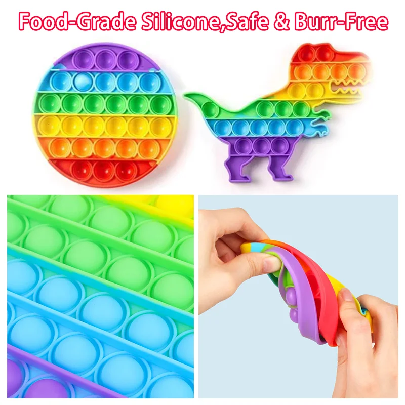 Rainbow Silicone Pop It Fidget Toy - Stress Relief Sensory Toy