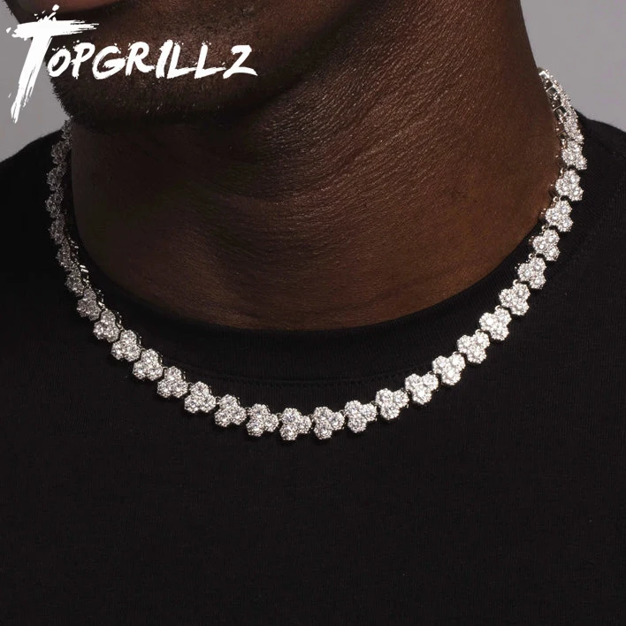 

TOPGRILLZ модные 10 мм Сотовые цепочки с блестящими микро кубическим цирконием ожерелье с полой задней частью хип-хоп теннисные цепи