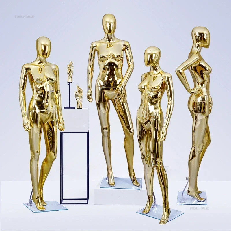 Modern Gold Mannequins for Women's Clothing Stylish Plastic Full Body Mannequins Simple Adult Mannequins for Clothing Stores L