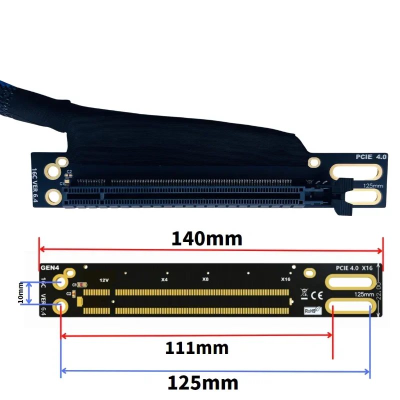PCIE X16 External Graphics Card Soft Bend Riser Cable Braided
