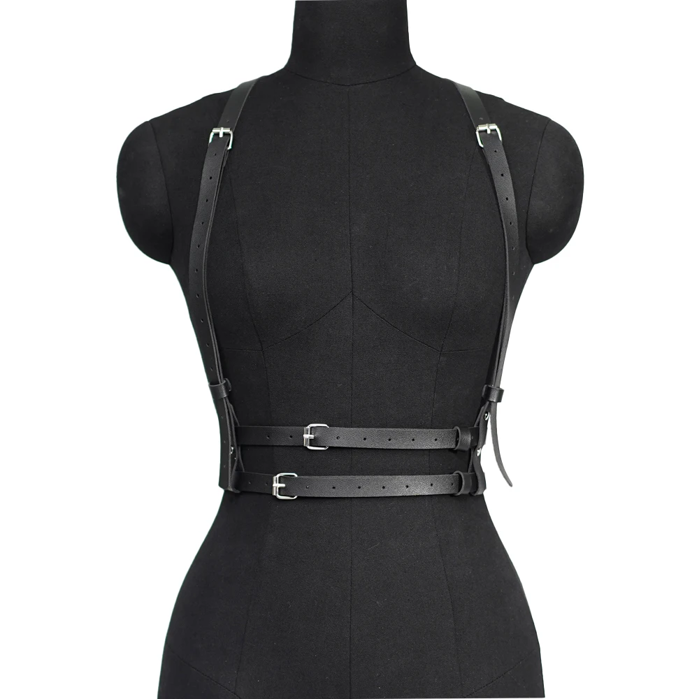 Designer Original Women's Gothic Suspenders Fashion Vest Leather Bdsm Sexy Bondage Clothes_voghion.com