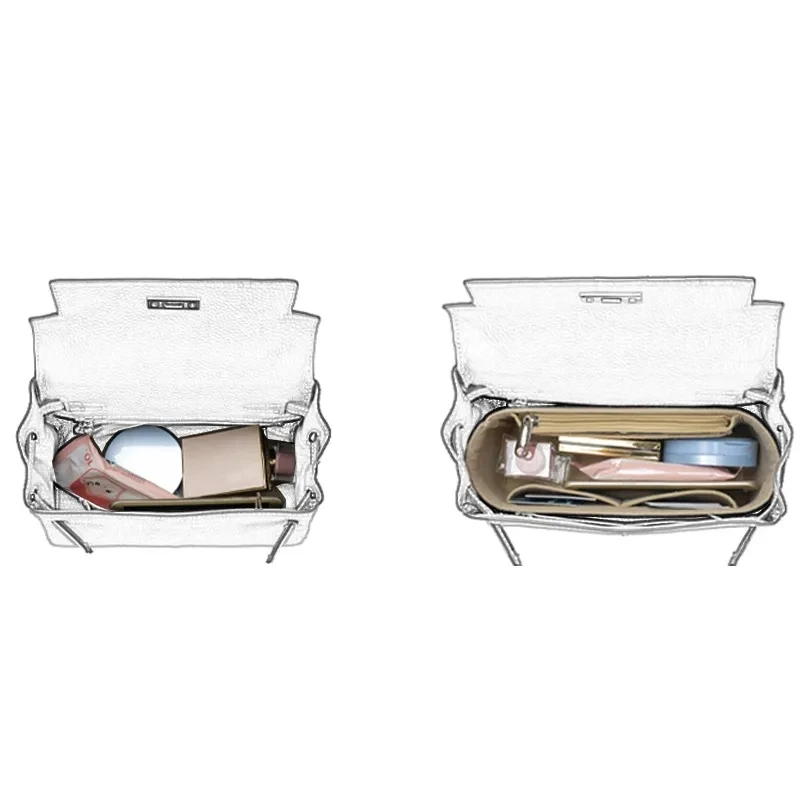 Felt Insert Organizer Bag for H Kelly 25 28 32 Makeup Women's Handbag Travel Inner Portable Cosmetic Storage Bag handbag organizer felt bag organizer