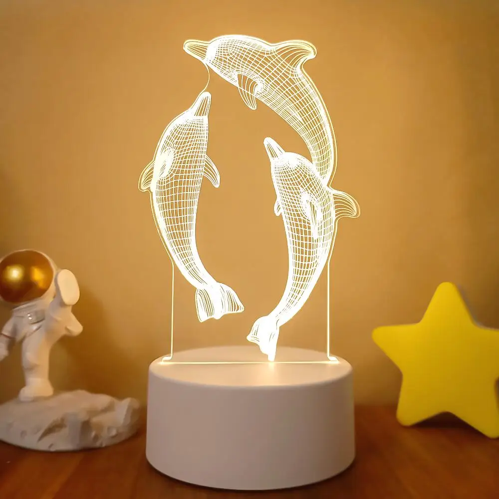 1pc 공룡 3D 야간 조명, 터치 기능이 있는 3D 착시 램프, 침실용 7색 변경 주변 조명