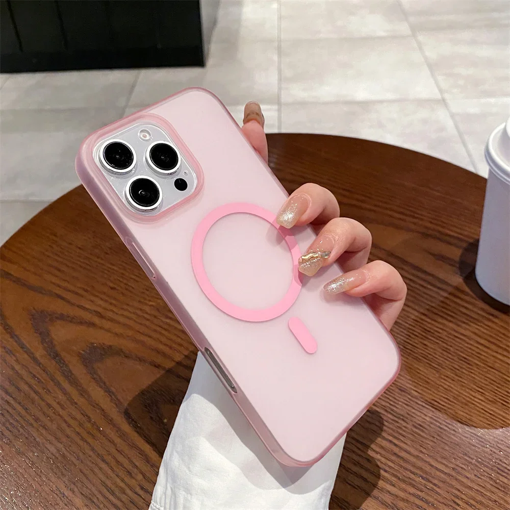 Luxury Matte Translucent Magnetic Charging Case - Ultra-Thin Back Cover