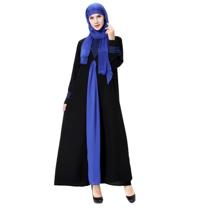 2023 Abaya Muslim Arab Middle East Women's Robe Embroidery Stitching Irregular Standing Collar Dress wholesale