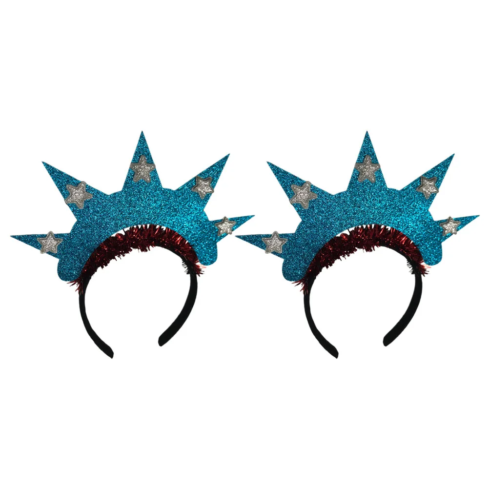 

2 Pcs Statue of Liberty Headband Cosplay Headbands The Crown Headgear Props 4th July Decoration Abs Chain Drawing Headdress