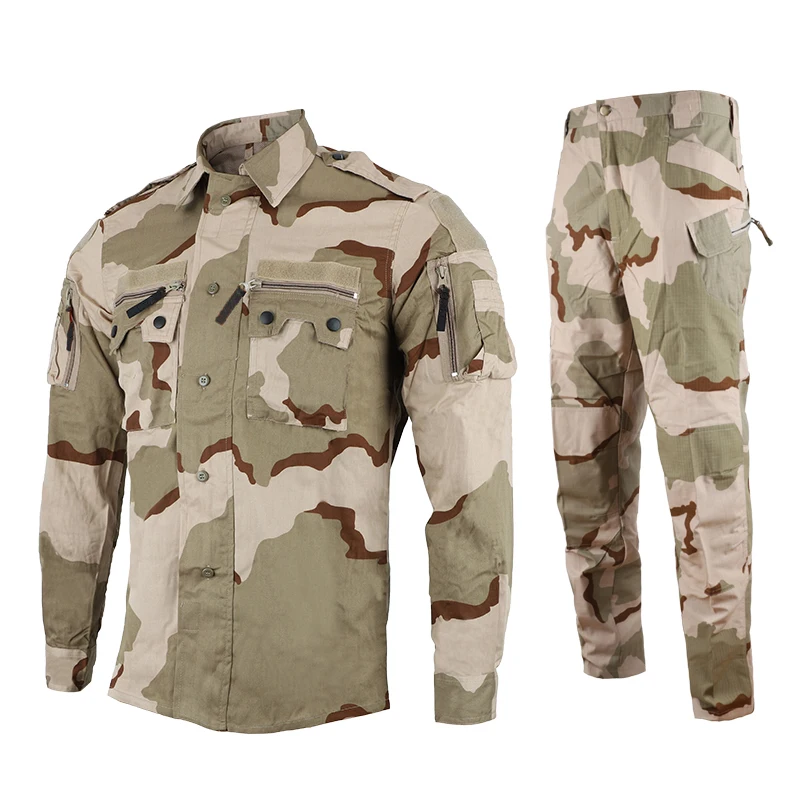 Camo Tactical Uniform Suit Desert Camouflage clothes Outdoor Hiking Hunting clothing Combat Training Set